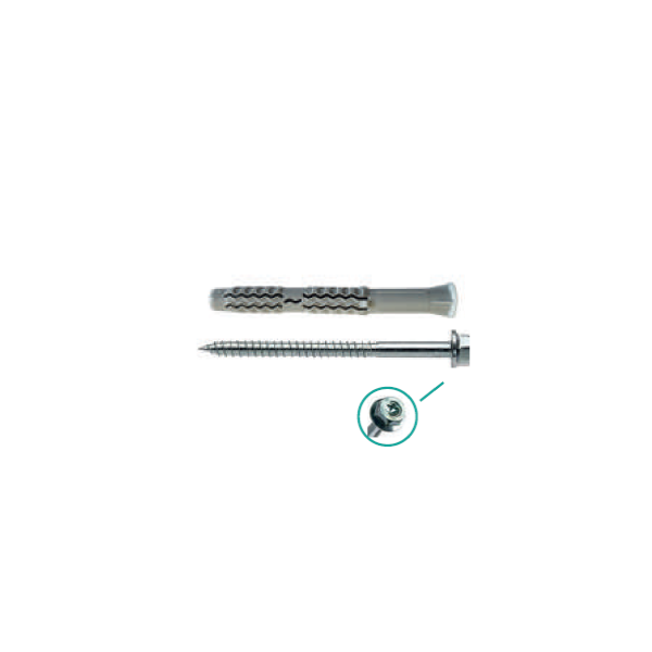 GXLVTT - Tasselli in nylon prolungati ad annodamento + viti TE Flangiata cava torx T40 (in scatola)